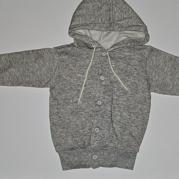 VTG Nortog Gray Hooded Sweatshirt Hoodie Snaps Toddler? Size 3 Prop Doll READ - Picture 2 of 10